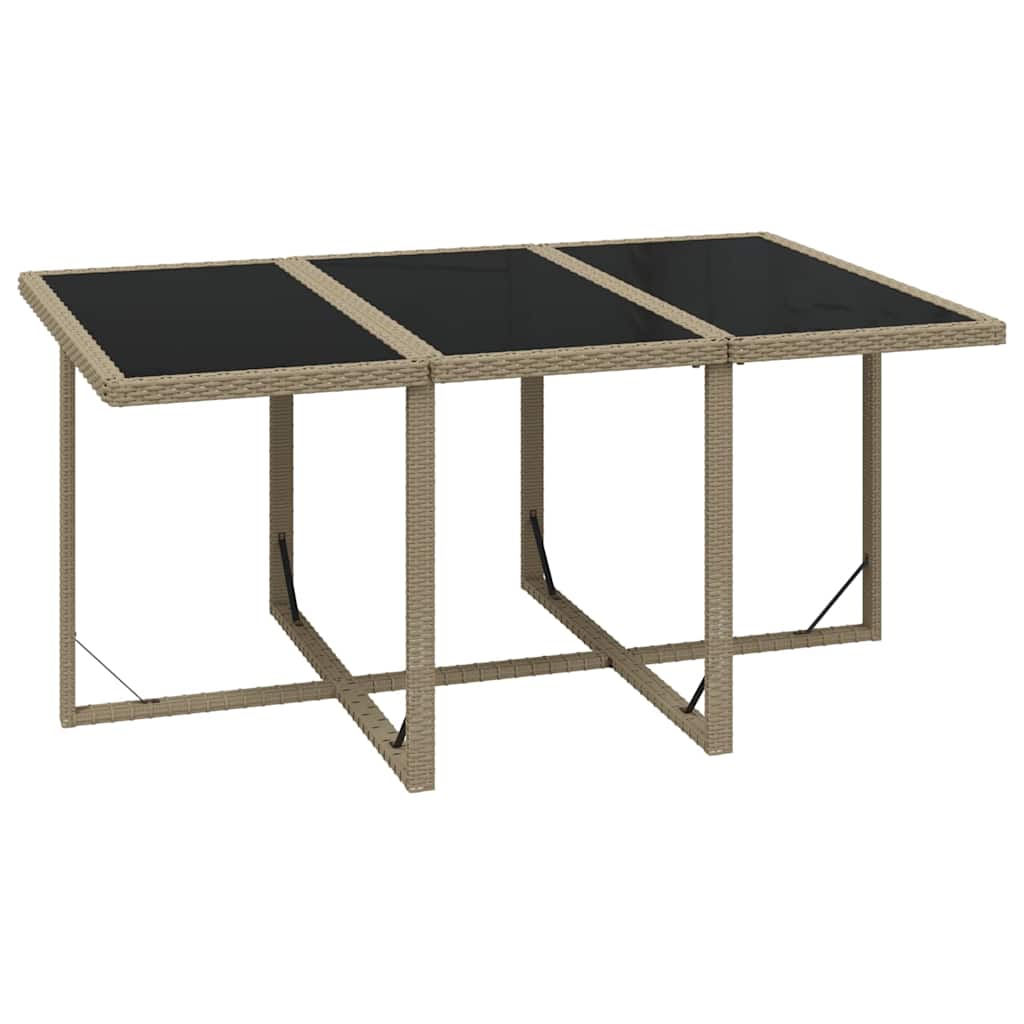 Set da Pranzo da Giardino 7 pz con Cuscini in Polyrattan Beige
