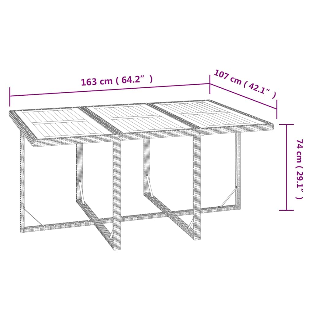 Set da Pranzo da Giardino 7 pz con Cuscini in Polyrattan Beige