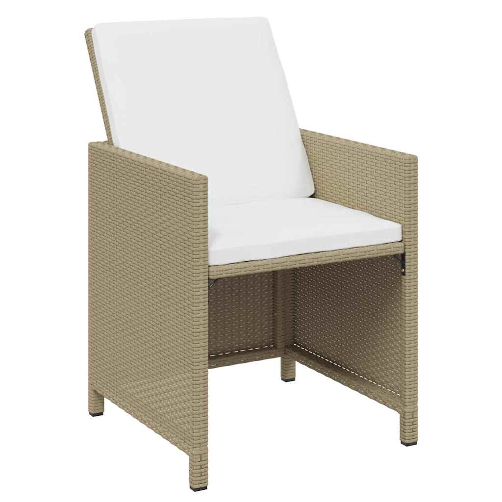 Set da Pranzo da Giardino 7 pz con Cuscini in Polyrattan Beige