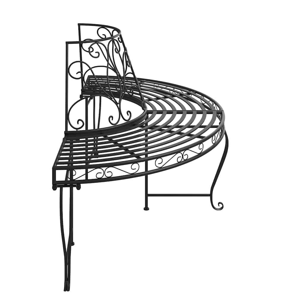 Panchine per Albero Semicircolari 2 pz Ø160 cm Nere in Acciaio