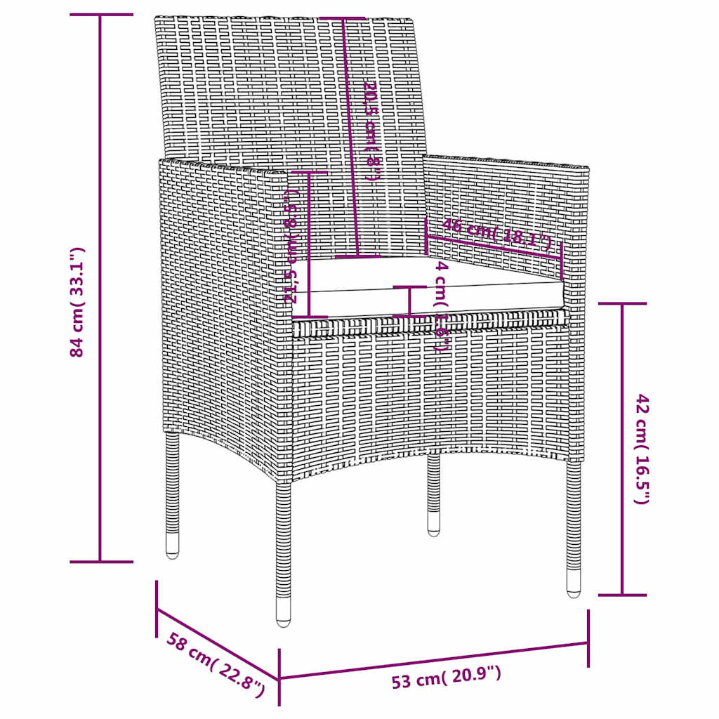 Set Divani da Giardino 8 pz con Cuscini in Polyrattan Marrone