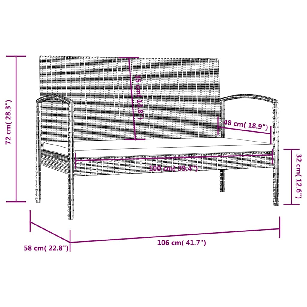 Set Divani da Giardino 8 pz con Cuscini in Polyrattan Nero