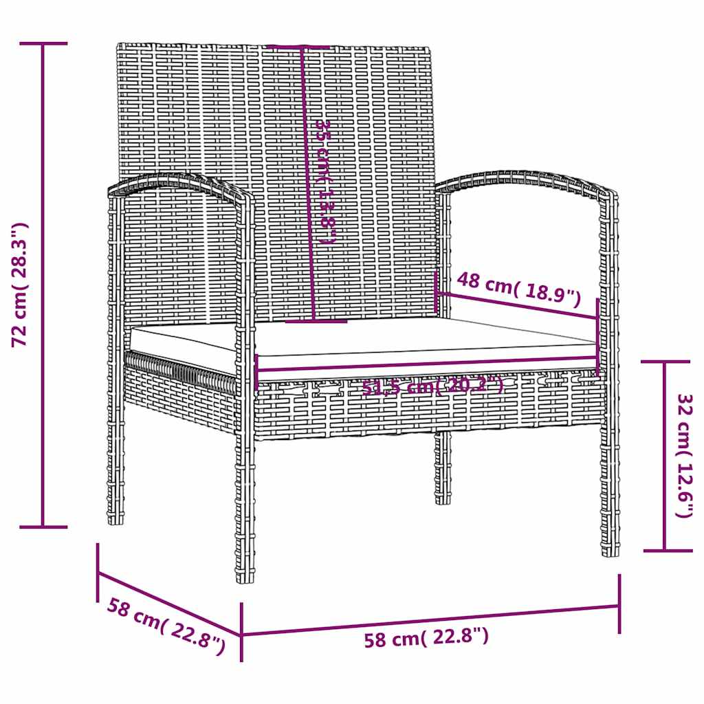 Set Divani da Giardino 8 pz con Cuscini in Polyrattan Nero