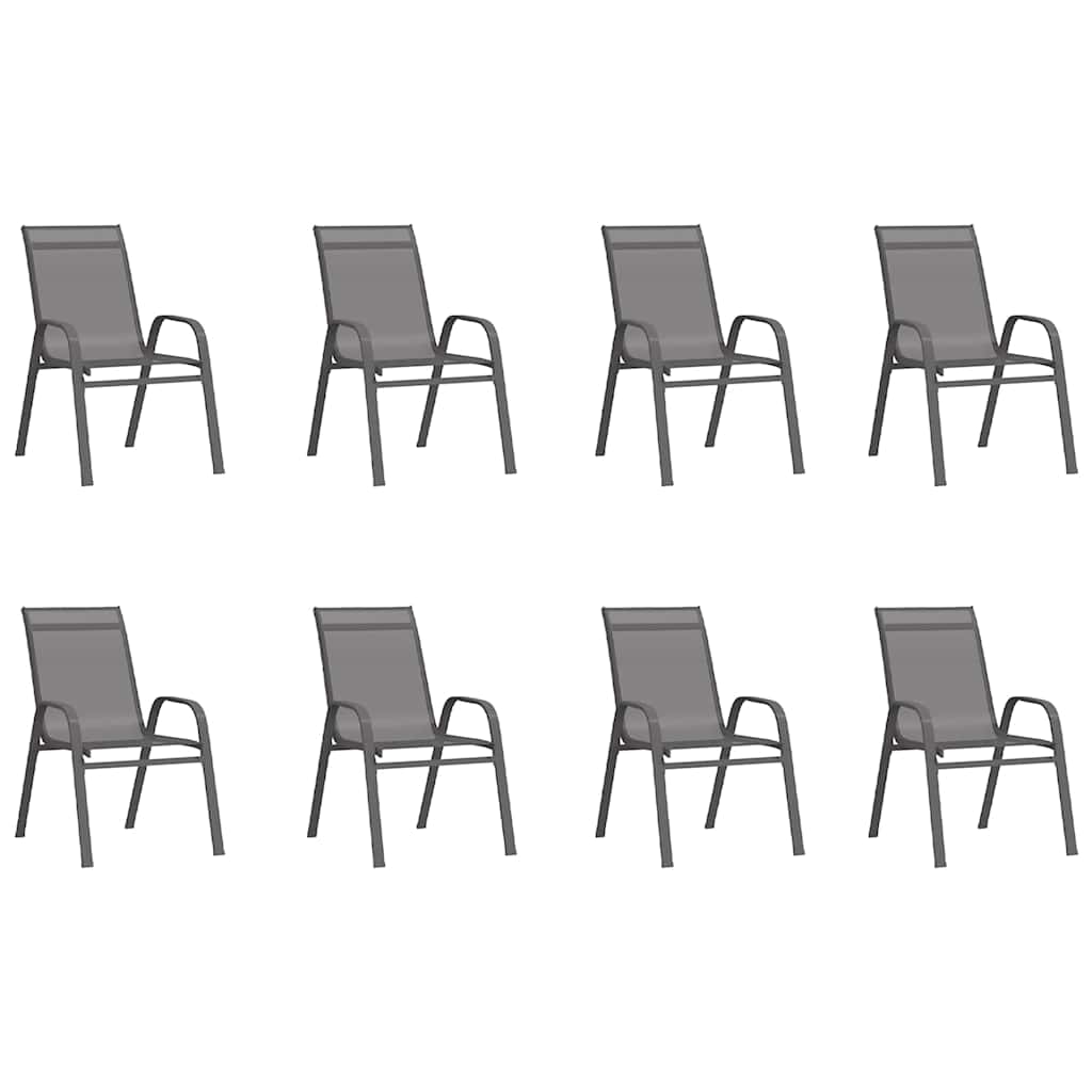 Set da Pranzo da Giardino 9 pz Grigio e Nero