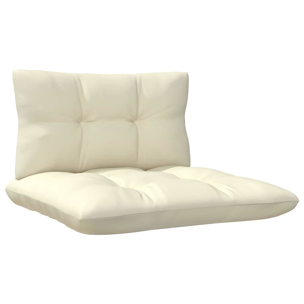 Set Salotto da Giardino 5pz con Cuscini Crema in Legno di Pino