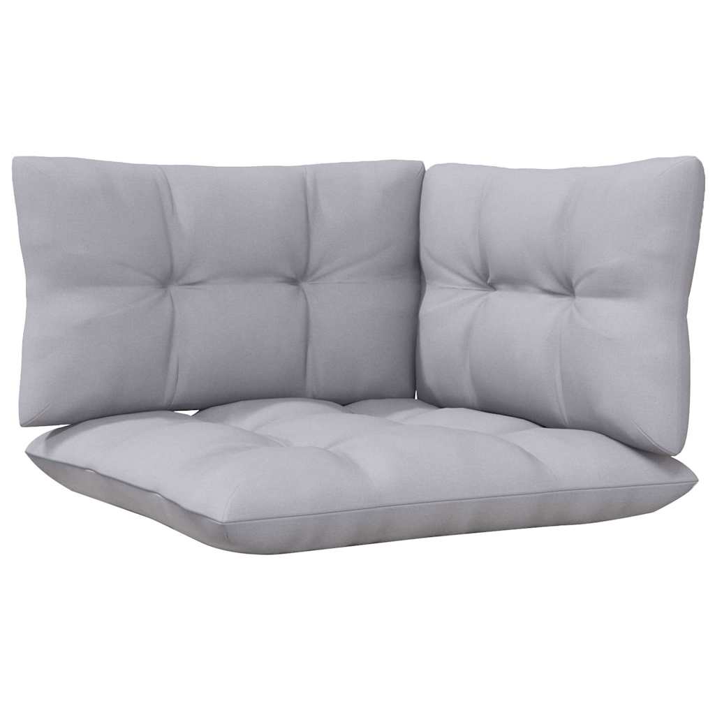 Set Divani da Giardino 5 pz con Cuscini Grigi Massello di Pino