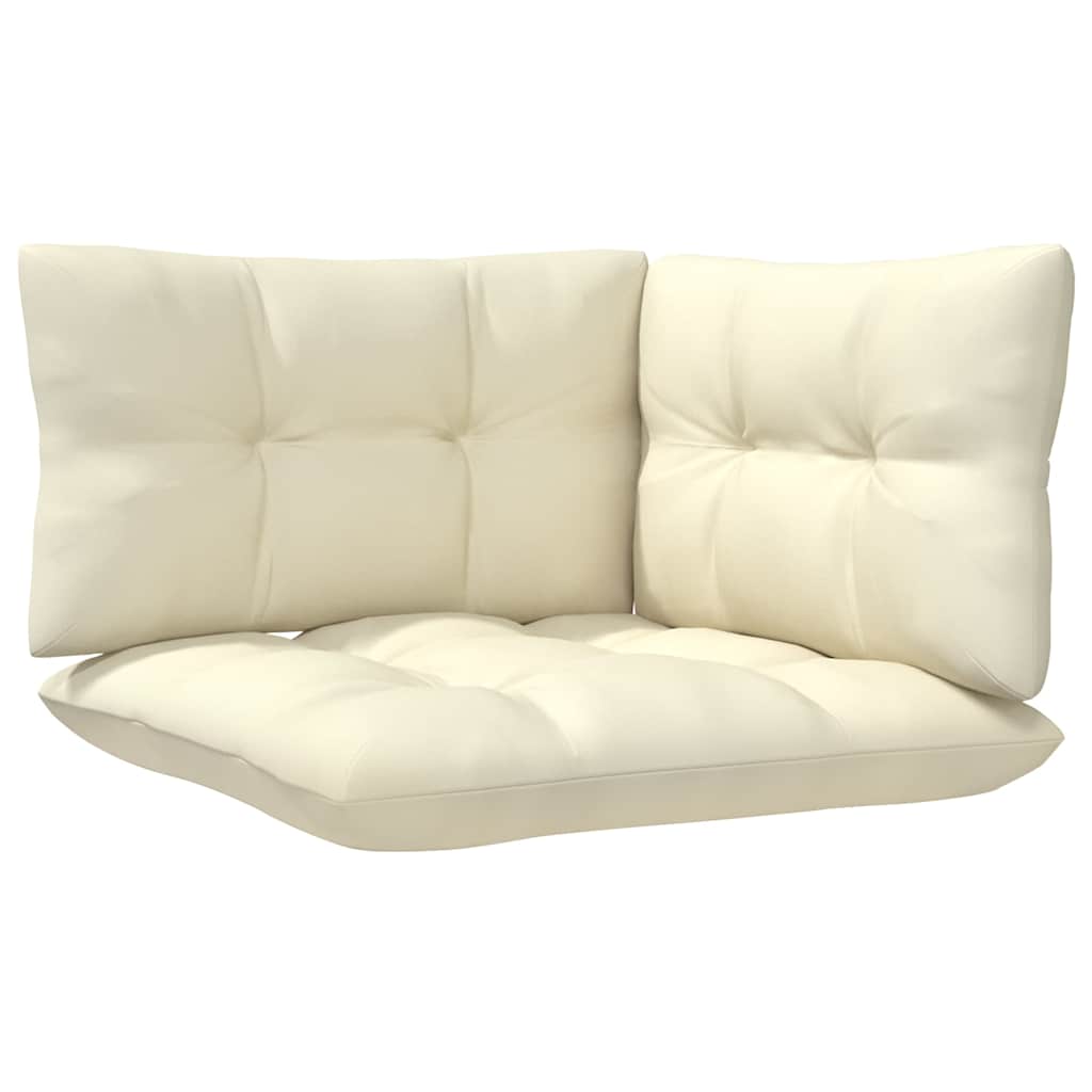 Set Salotto da Giardino 5pz con Cuscini Crema in Legno di Pino