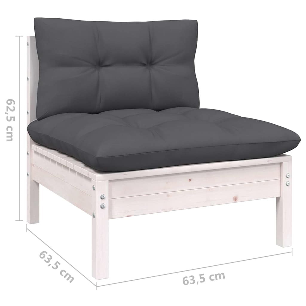 Set Divani da Giardino 6 pz con Cuscini Antracite Legno di Pino