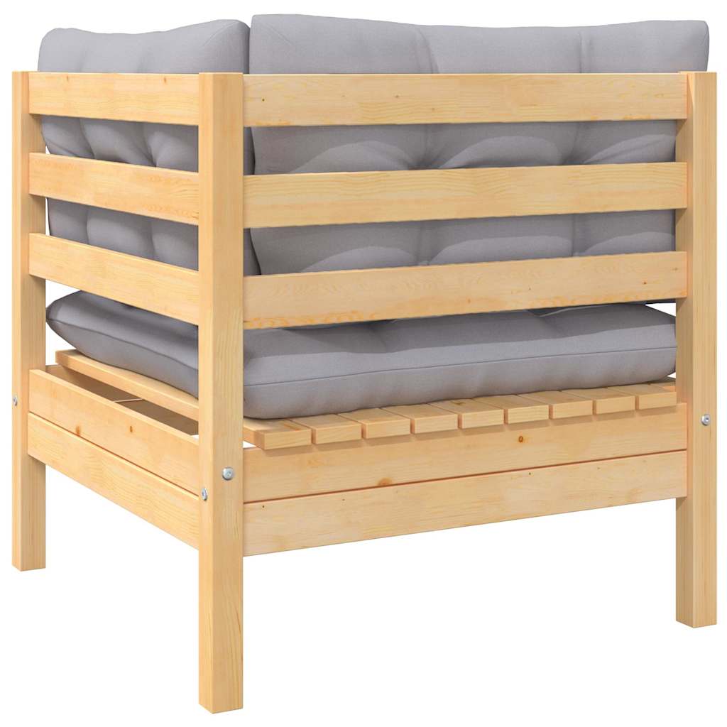 Set Divani da Giardino 6 pz con Cuscini Grigi Massello di Pino