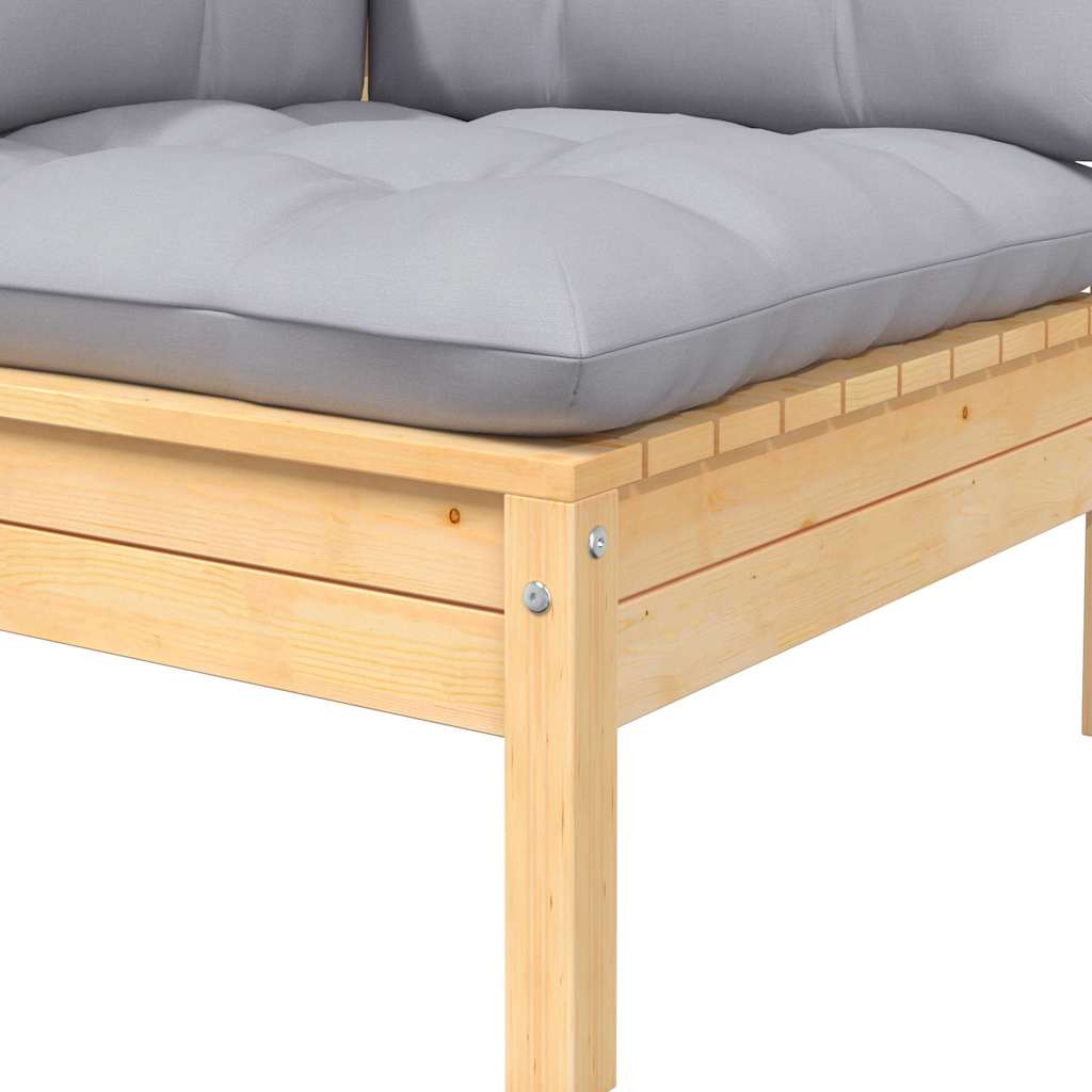Set Divani da Giardino 6 pz con Cuscini Grigi Massello di Pino