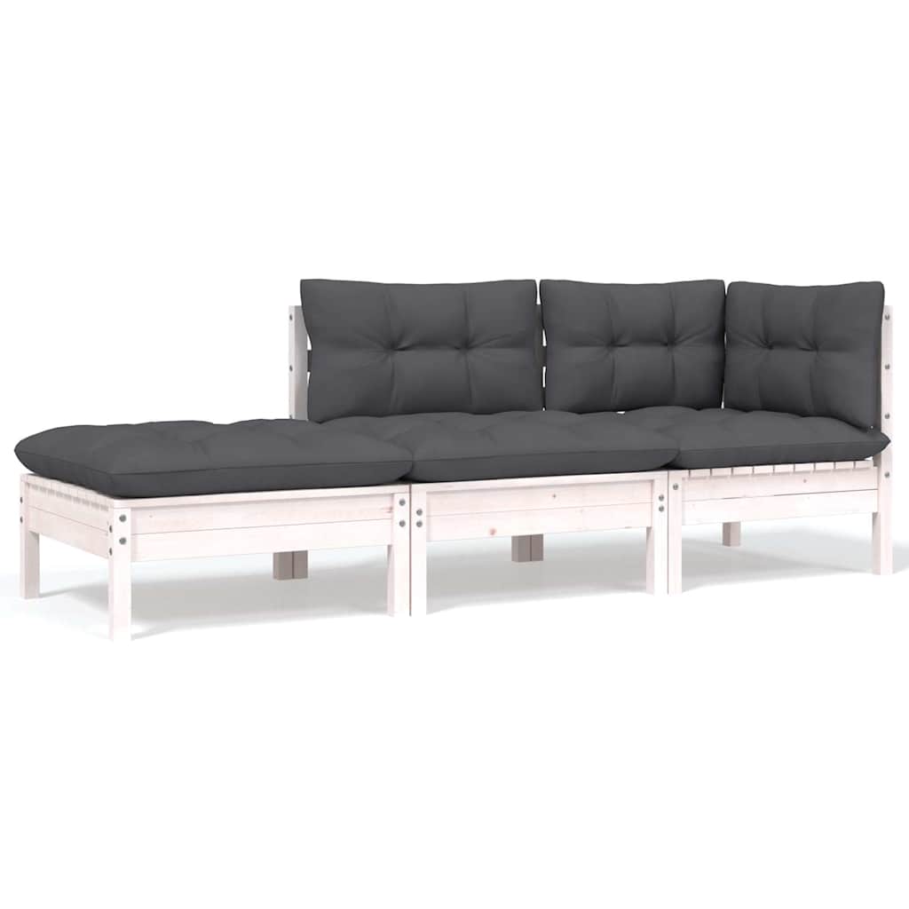 Set Salotto da Giardino 6 pz con Cuscini Legno Massello di Pino