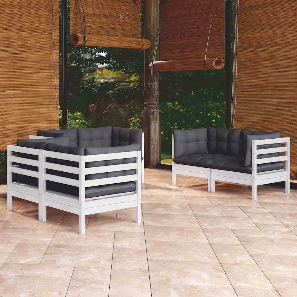 Set Salotto da Giardino 6 pz con Cuscini Legno Massello di Pino