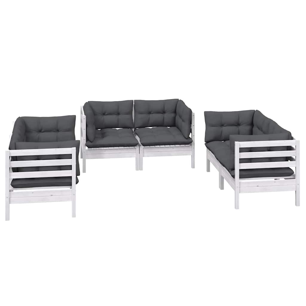 Set Salotto da Giardino 6 pz con Cuscini Legno Massello di Pino