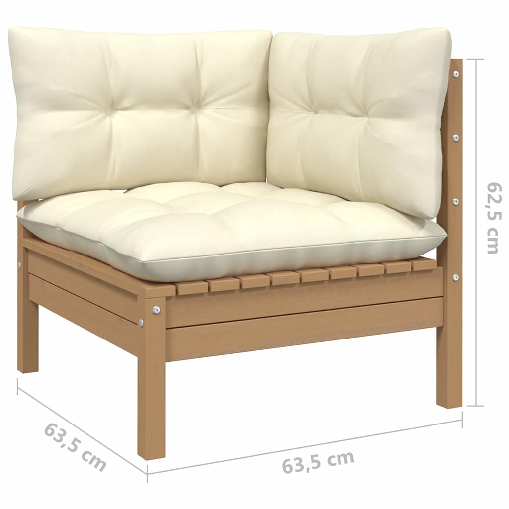 Set Salotto Giardino 4pz con Cuscini Marrone Ambra Legno Pino