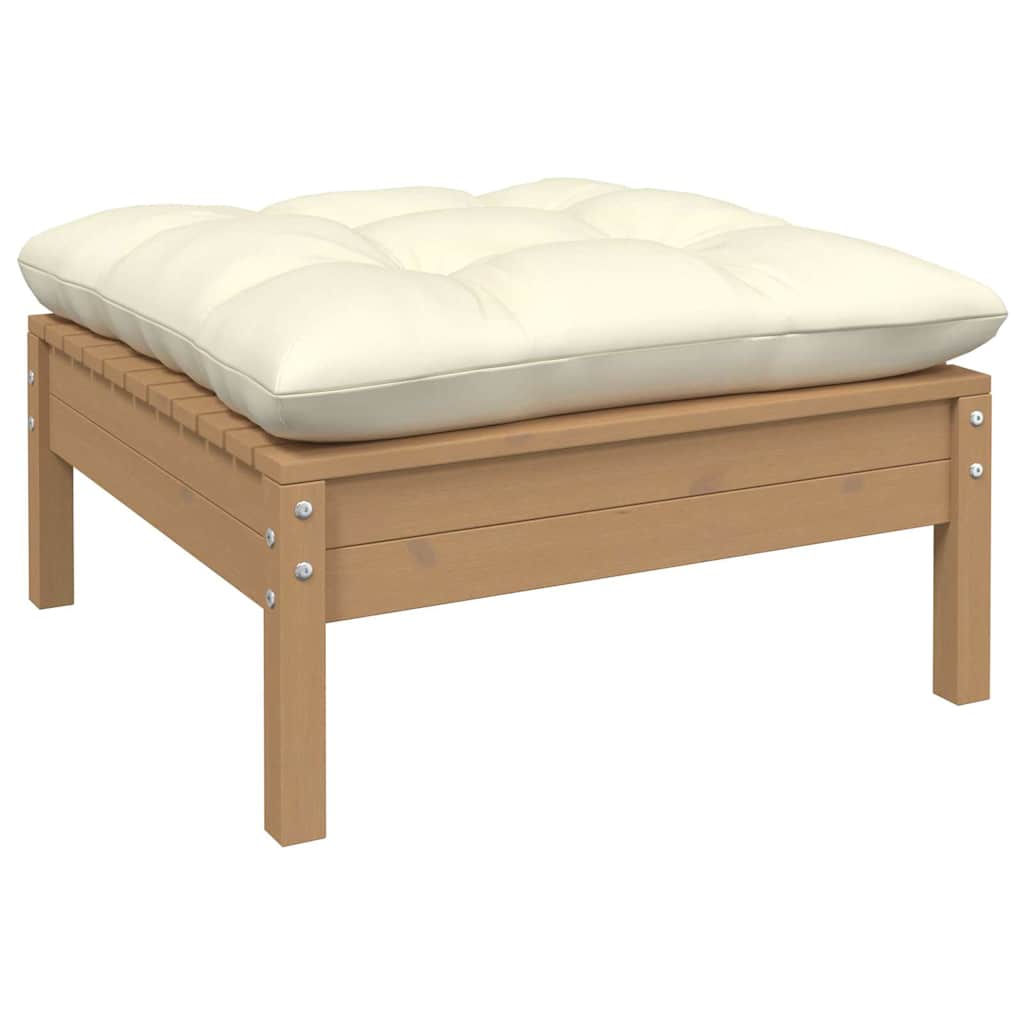 Set Salotto Giardino 6pz con Cuscini Marrone Ambra Legno Pino