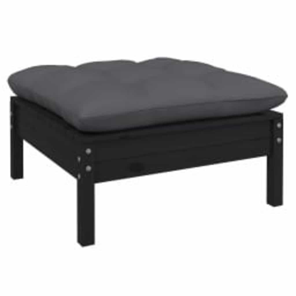 Set Divani da Giardino 4 pz con Cuscini Neri in Legno di Pino