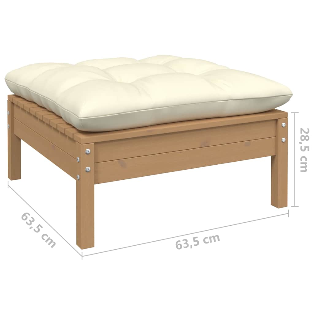 Set Salotto Giardino 5pz con Cuscini Marrone Ambra Legno Pino