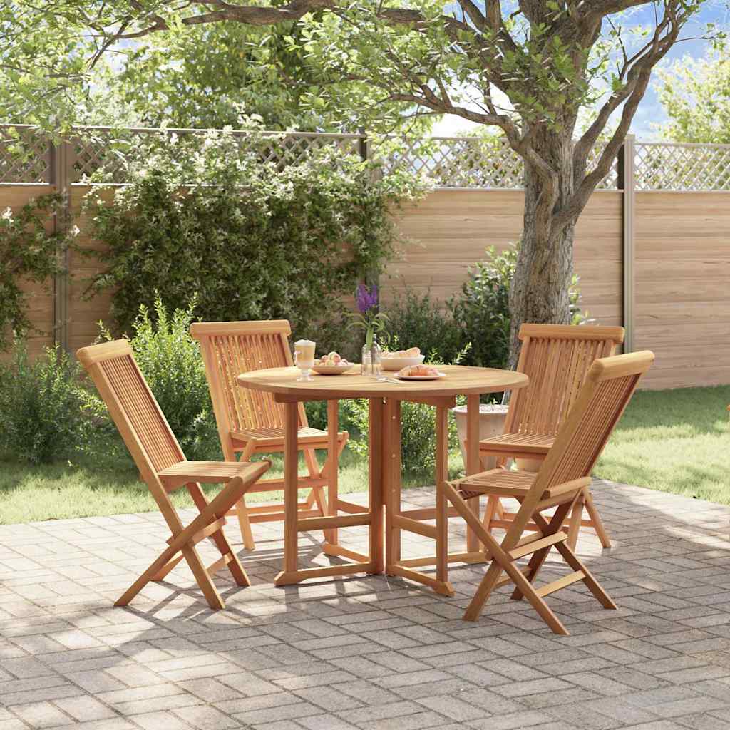 Set da Pranzo Pieghevole per Esterni 5pz Legno Massello di Teak