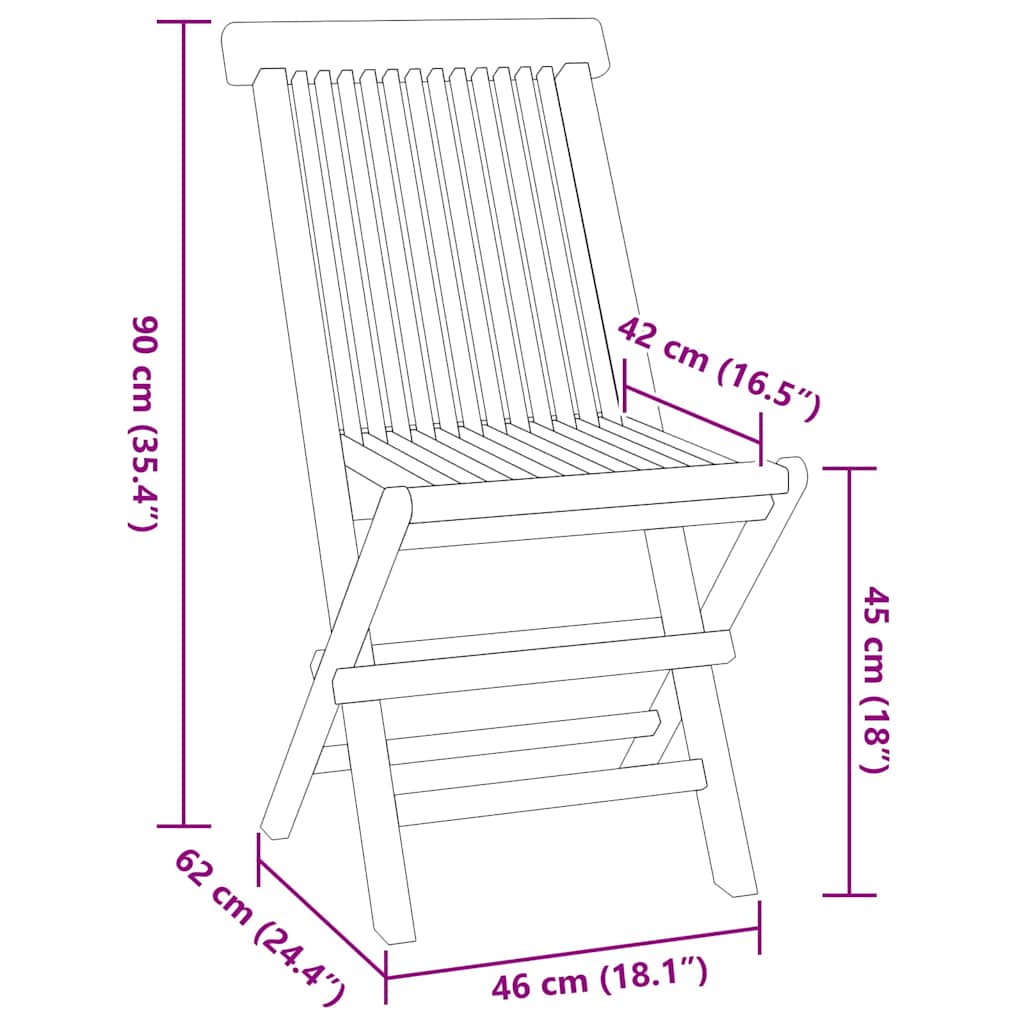 Set da Pranzo Pieghevole per Esterni 5pz Legno Massello di Teak