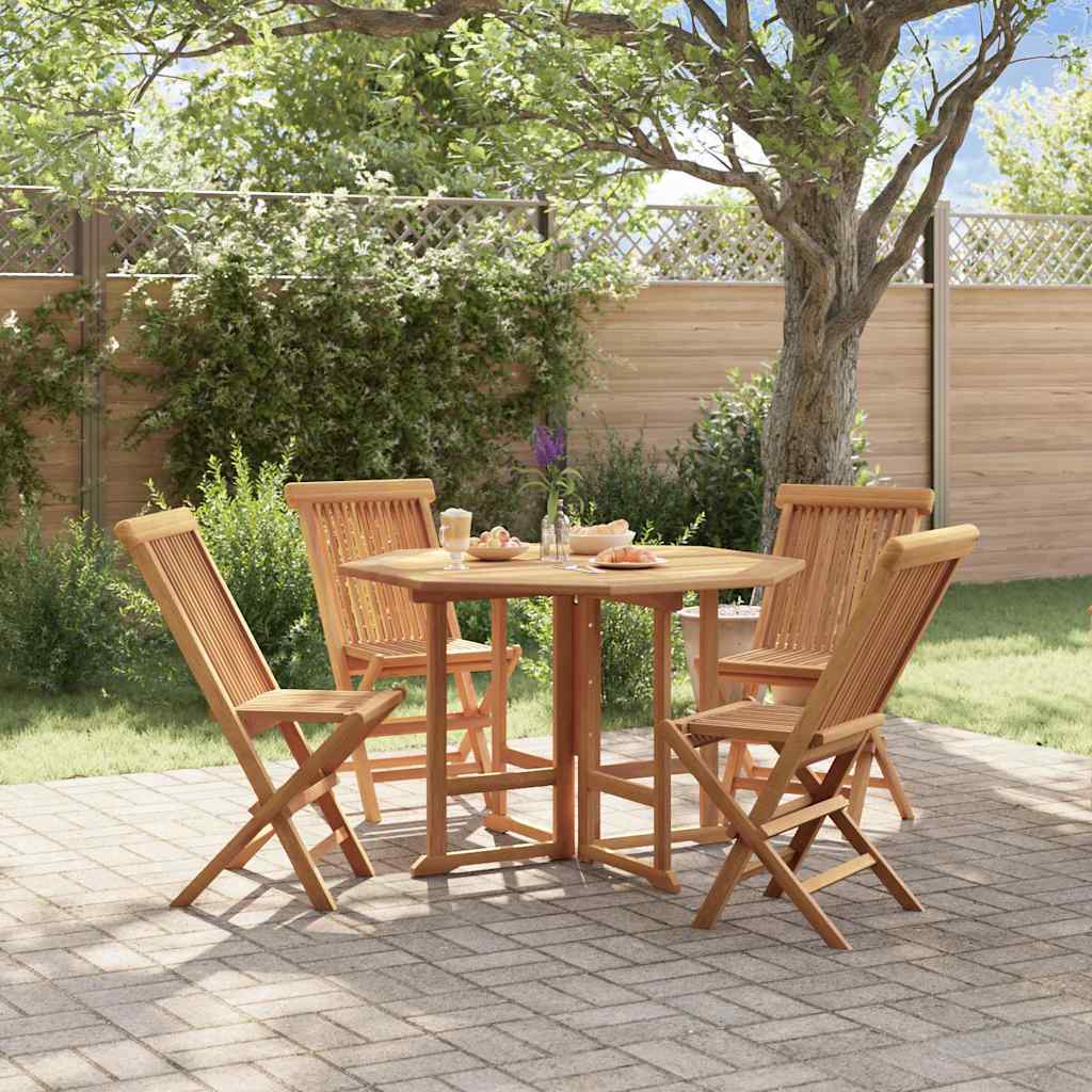 Set da Pranzo Pieghevole per Esterni 5pz Legno Massello di Teak