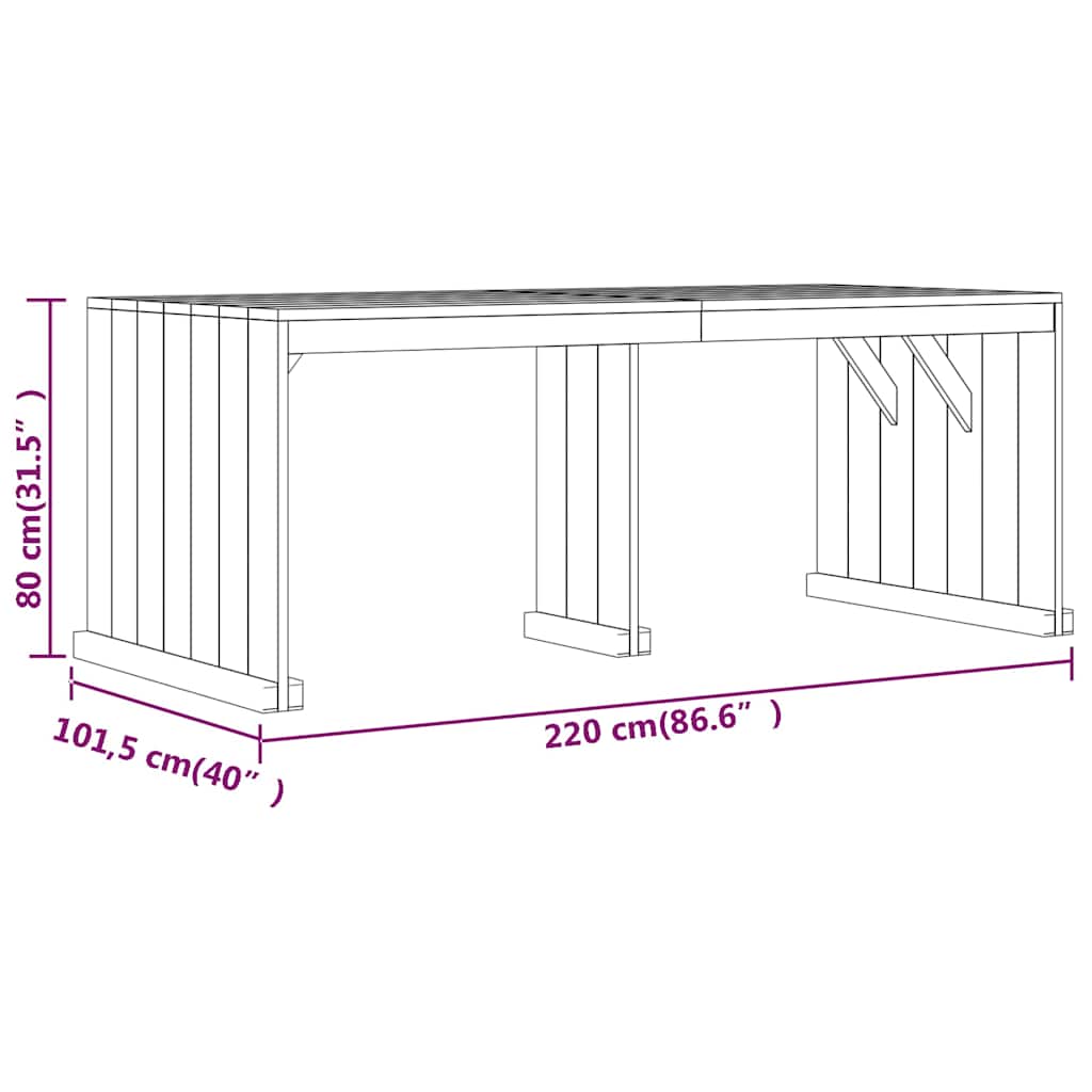 Set da Pranzo per Giardino 3 pz in Legno di Pino Impregnato