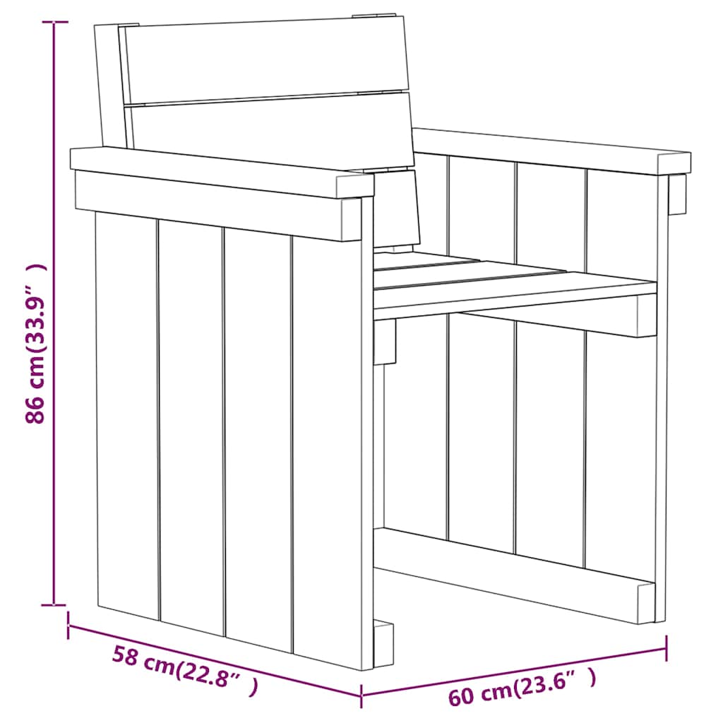 Set da Pranzo per Giardino 7 pz in Legno di Pino Impregnato
