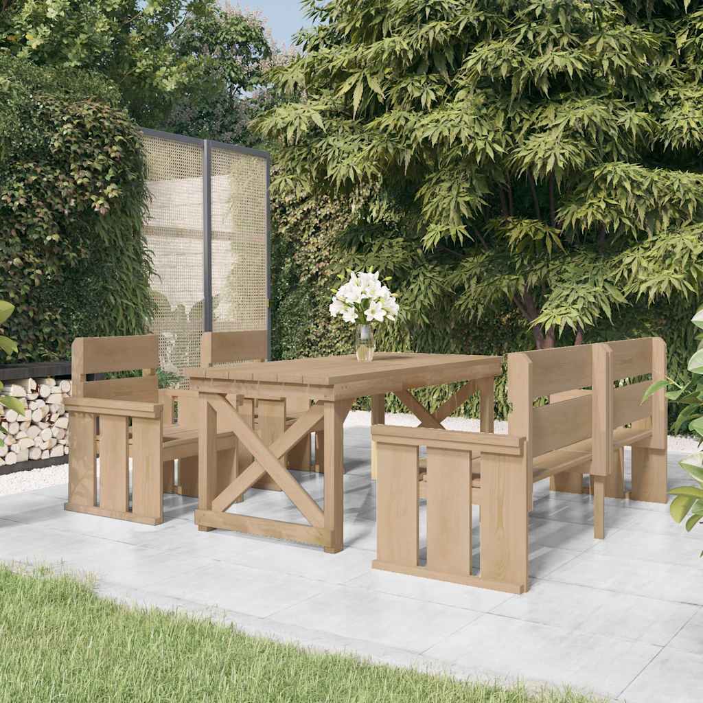 Set da Pranzo per Giardino 4 pz in Legno di Pino Impregnato
