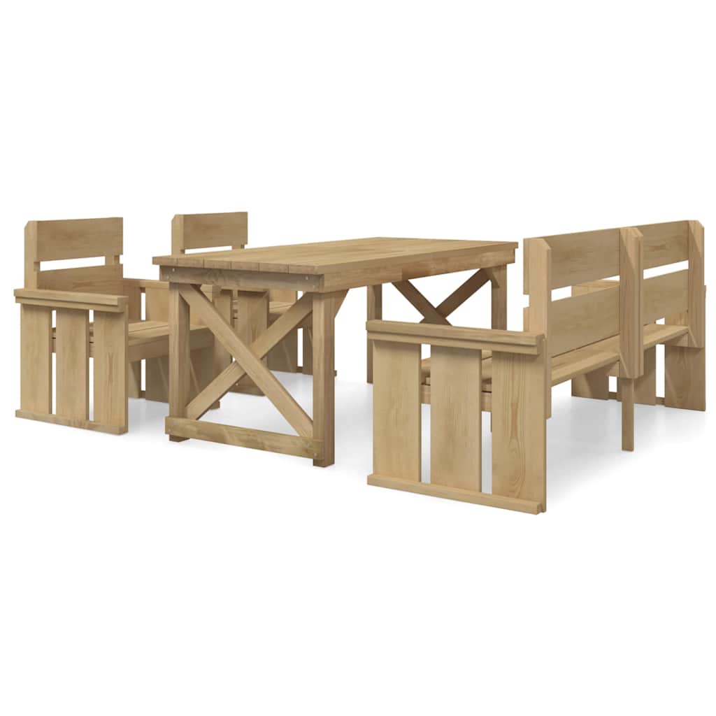 Set da Pranzo per Giardino 4 pz in Legno di Pino Impregnato