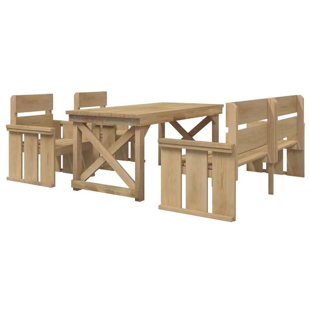 Set da Pranzo per Giardino 4 pz in Legno di Pino Impregnato