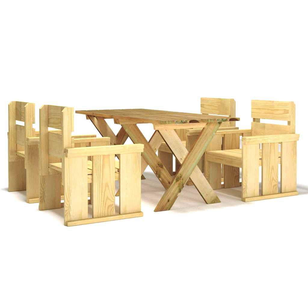 Set da Pranzo da Giardino 5 pz in Legno di Pino Impregnato
