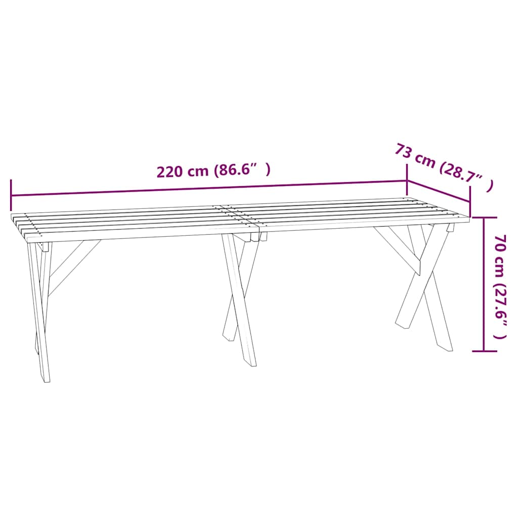Set da Pranzo da Giardino 3 pz in Legno di Pino Impregnato