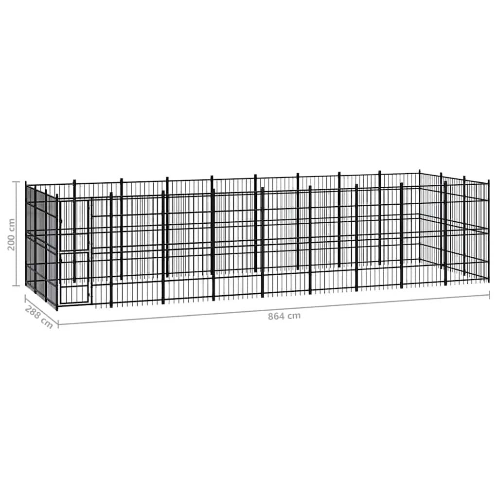 Gabbia per Cani da Esterno in Acciaio 24,88 m²