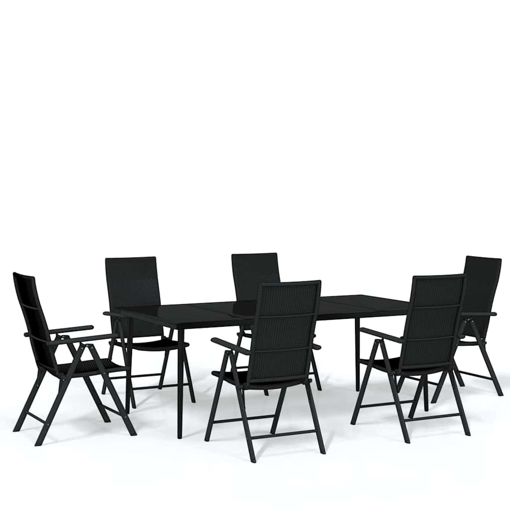 Set Mobili da Pranzo per Giardino 7 pz Nero