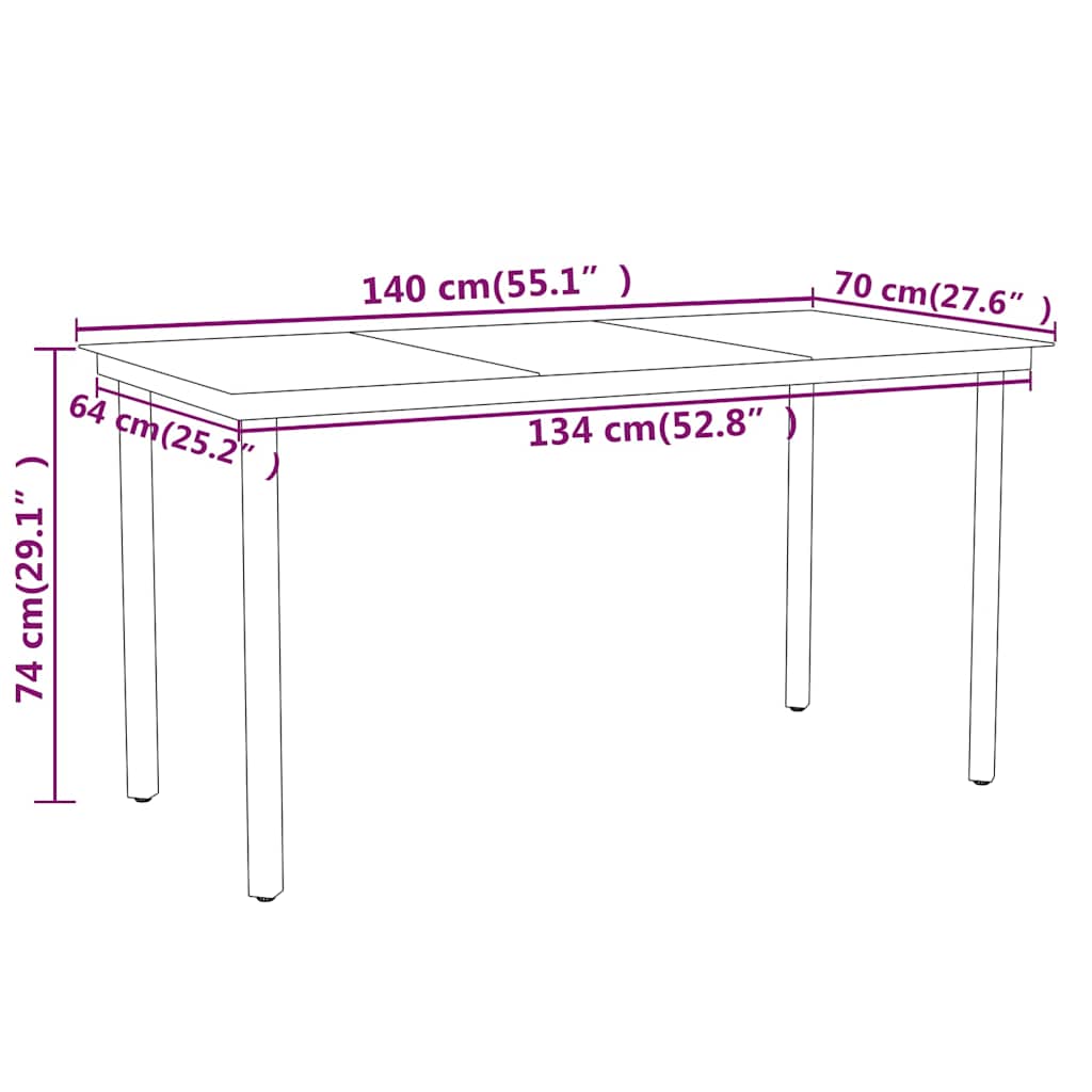 Set da Pranzo da Giardino 5 pz Nero