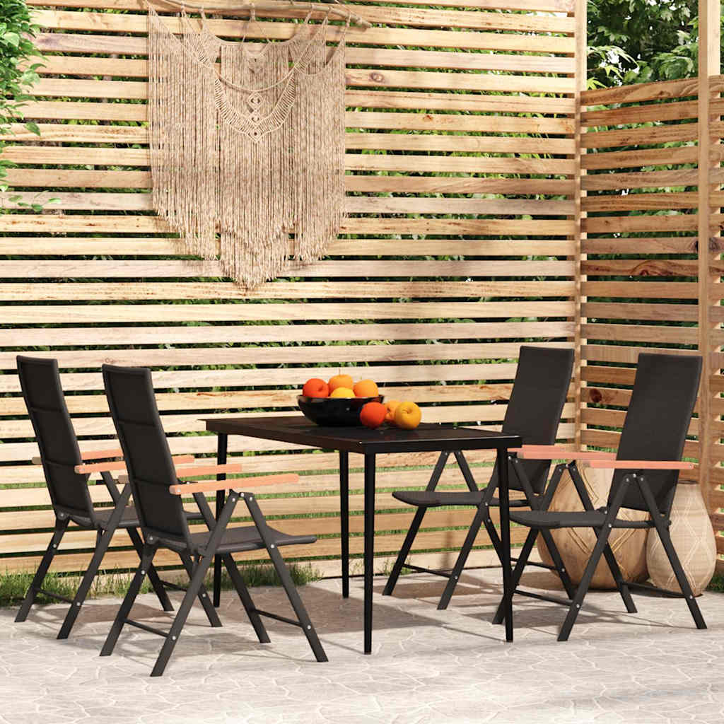 Set da Pranzo da Giardino 5 pz Nero
