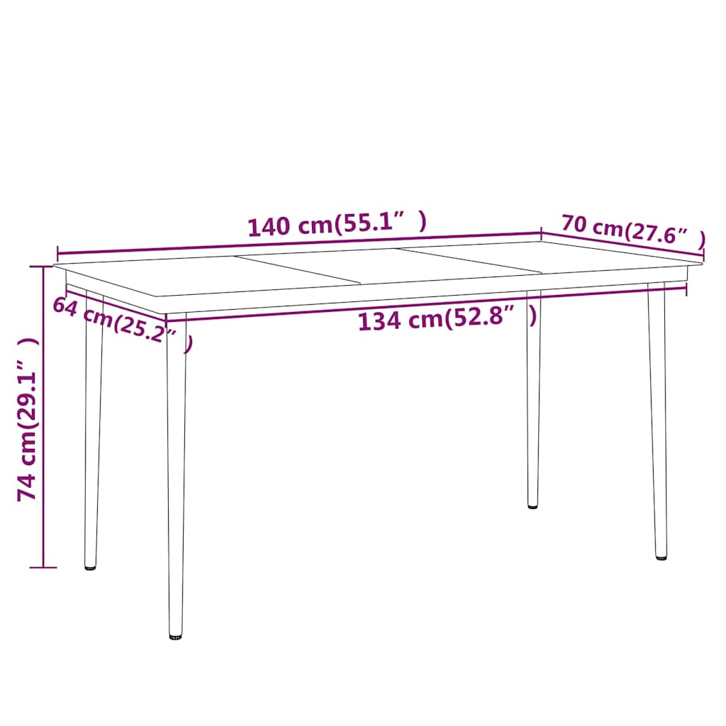 Set da Pranzo da Giardino 5 pz Nero