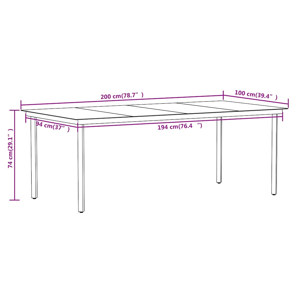 Set Mobili da Pranzo per Giardino 7 pz Nero