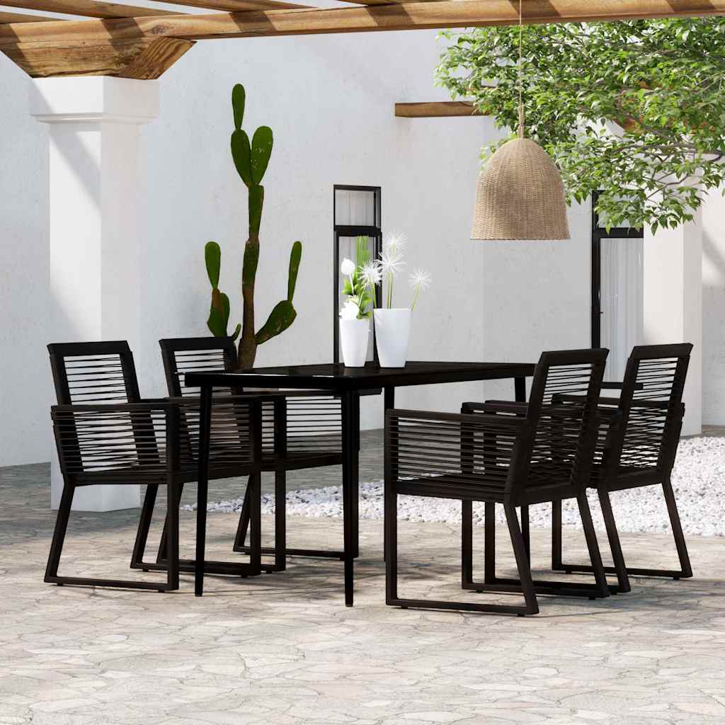 Set Mobili da Pranzo per Giardino 5 pz Nero