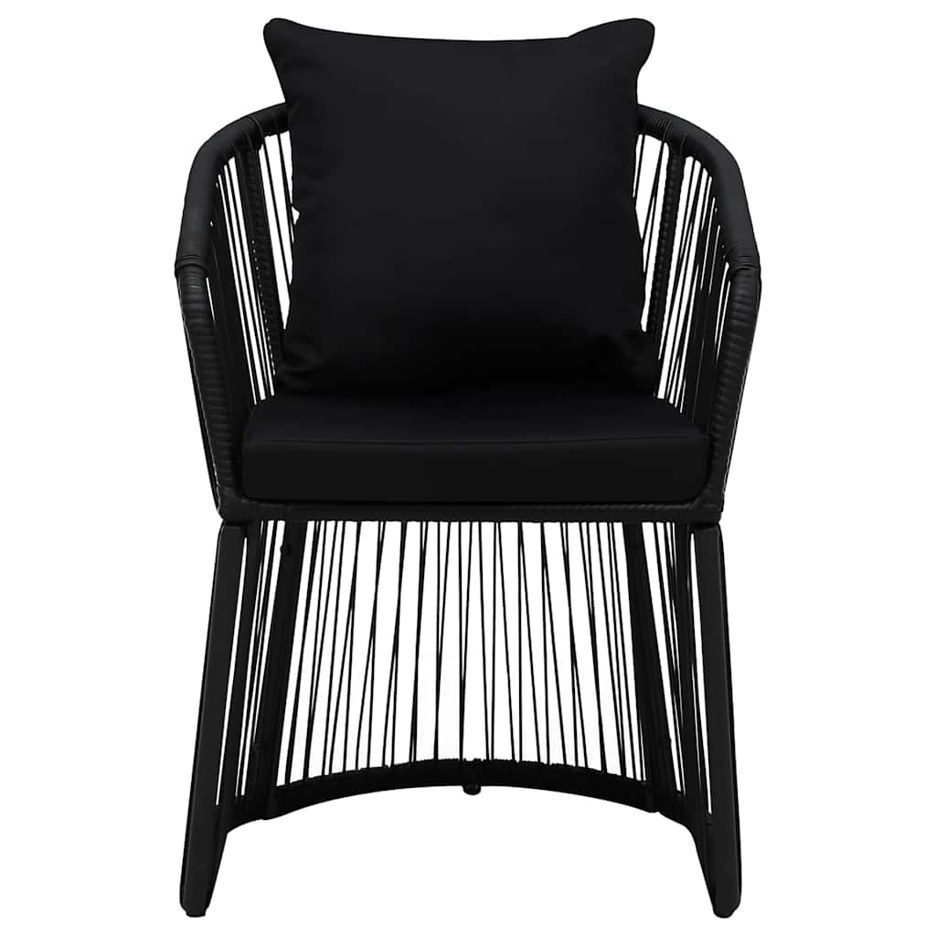 Set da Pranzo da Giardino 3 pz con Cuscini Nero