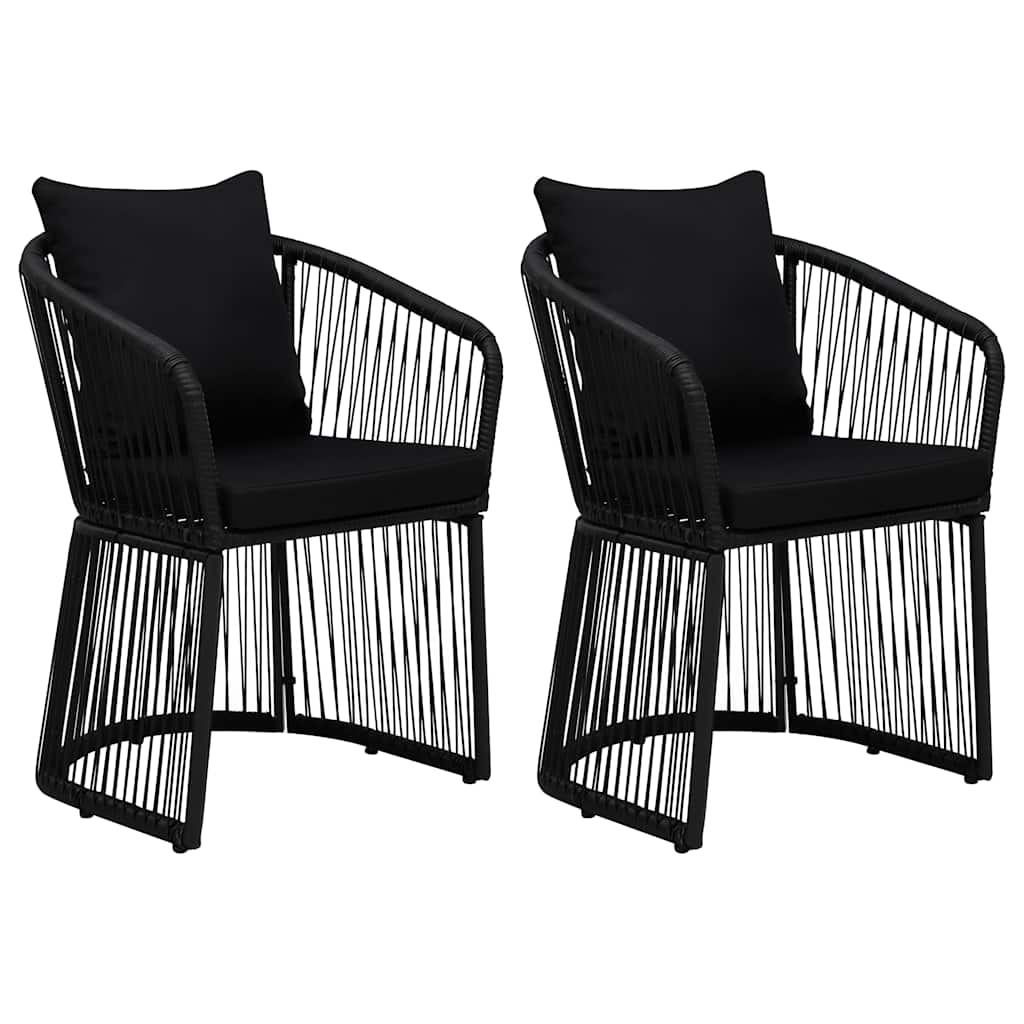 Set da Pranzo da Giardino 3 pz con Cuscini Nero