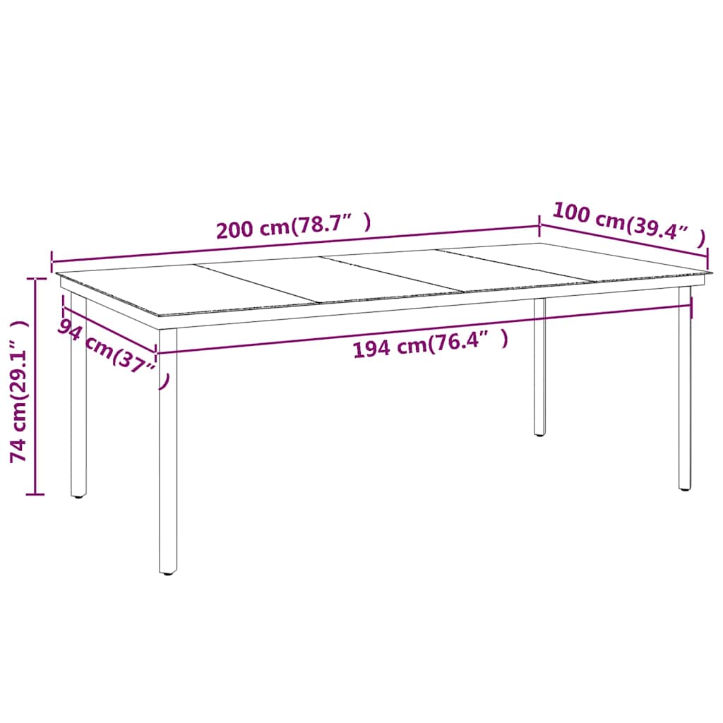 Set Mobili da Pranzo da Giardino 7 pz Nero