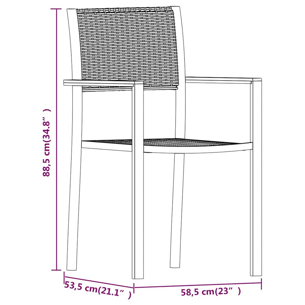 Set Mobili da Pranzo da Giardino 7 pz Bianco e Nero