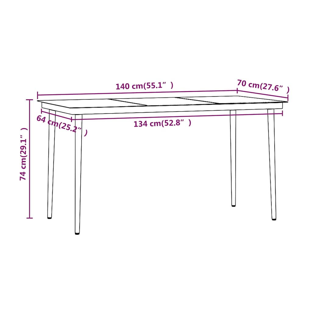 Set da Pranzo da Giardino 5 pz con Cuscini Marrone e Nero