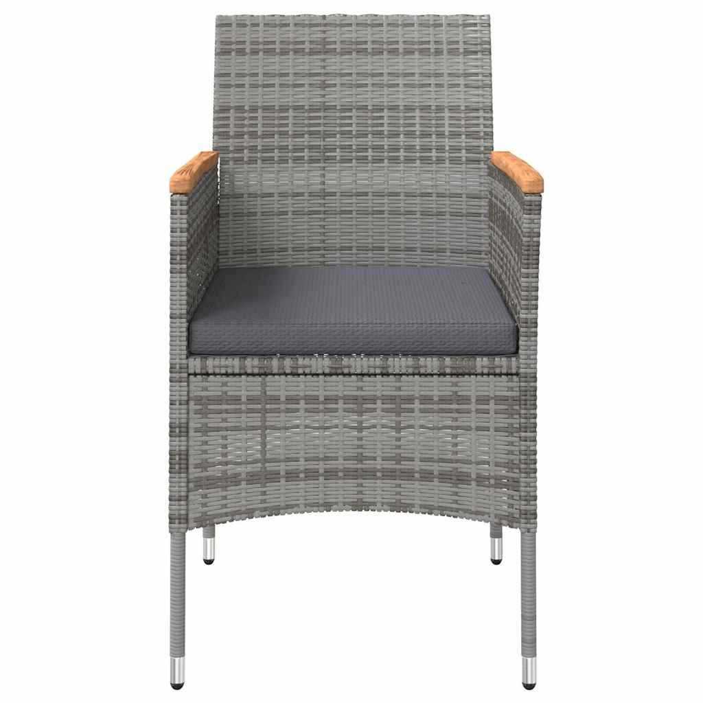 Set da Pranzo da Giardino 5 pz con Cuscini Grigio e Nero