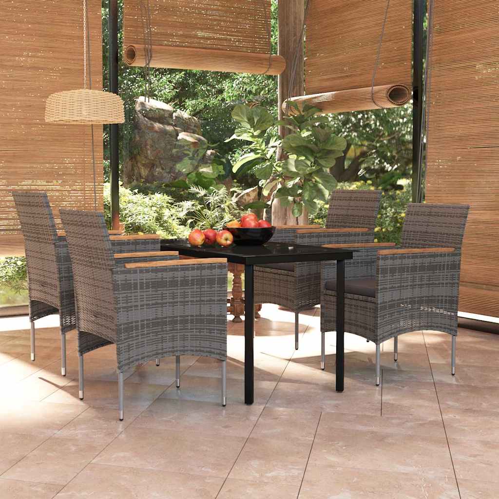 Set da Pranzo da Giardino 5 pz con Cuscini Grigio e Nero