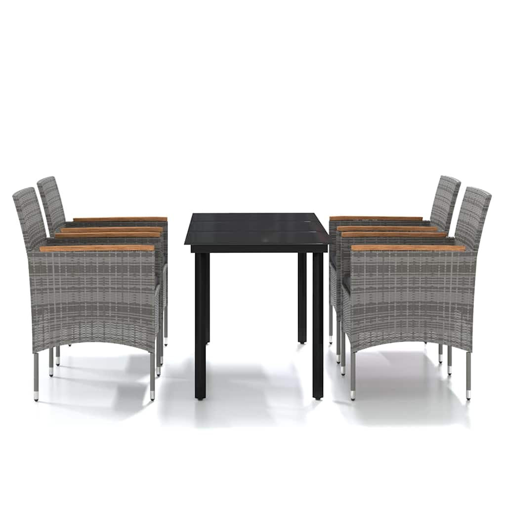 Set da Pranzo da Giardino 5 pz con Cuscini Grigio e Nero