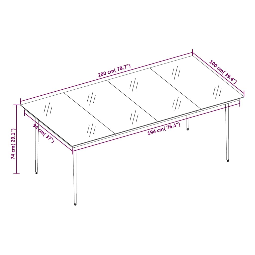 Set da Pranzo da Giardino 7 pz con Cuscini Nero