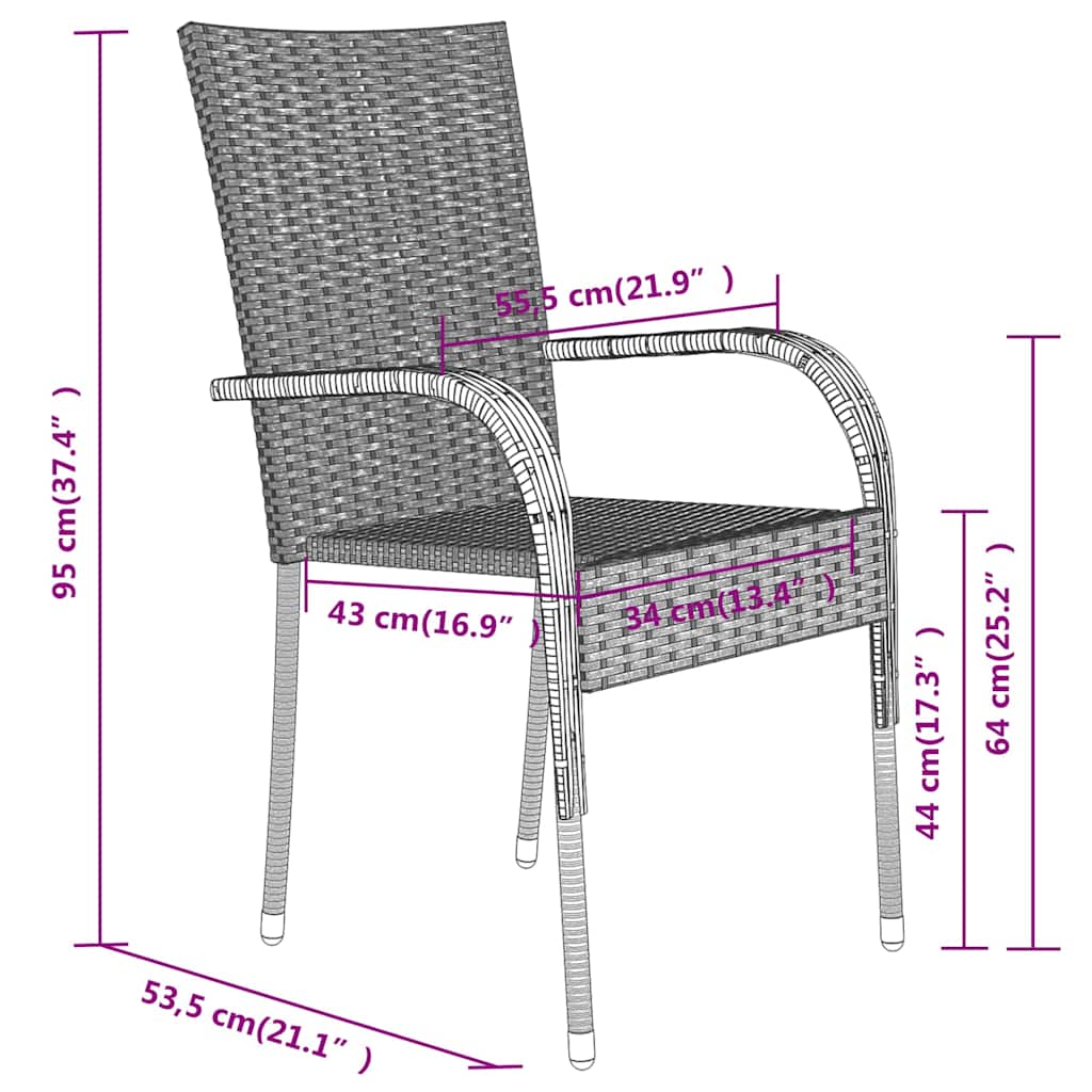 Set da Pranzo per Giardino 7 pz con Cuscini Marrone e Nero