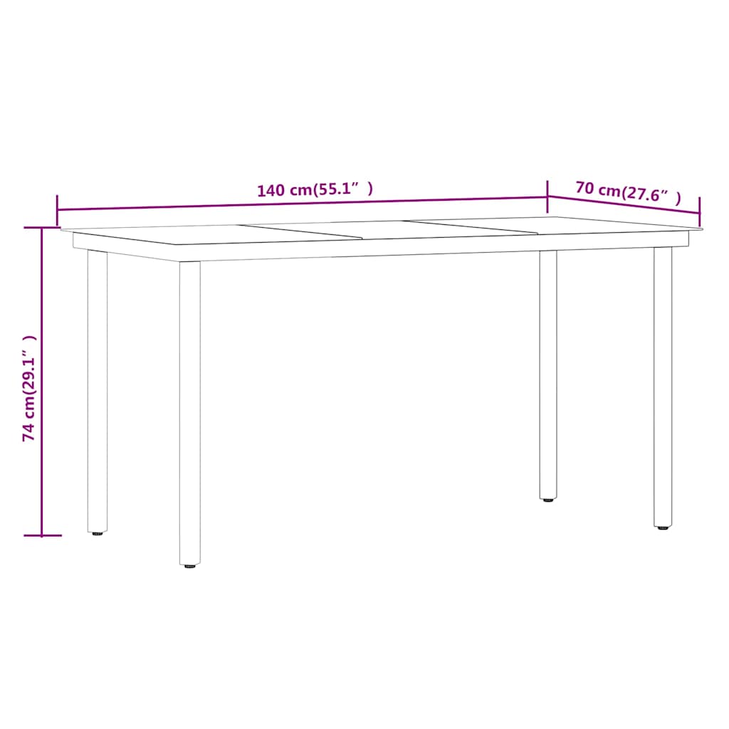 Set da Pranzo per Giardino 7 pz con Cuscini Marrone e Nero