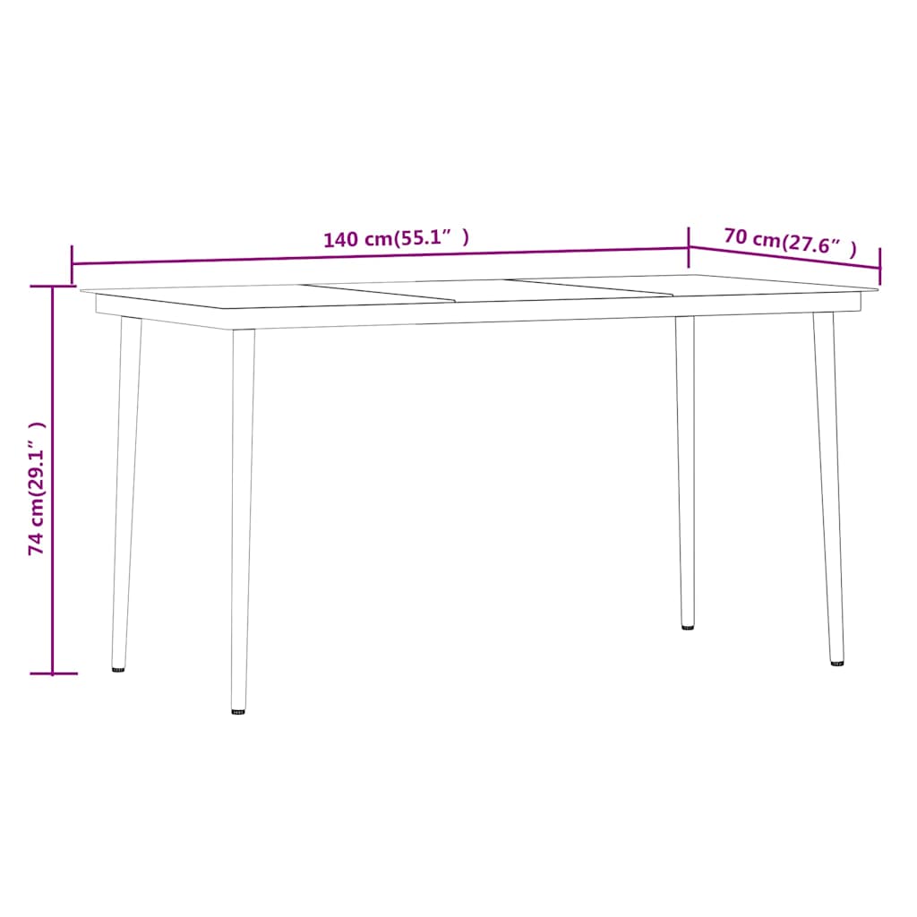 Set da Pranzo da Giardino 7 pz Marrone e Nero